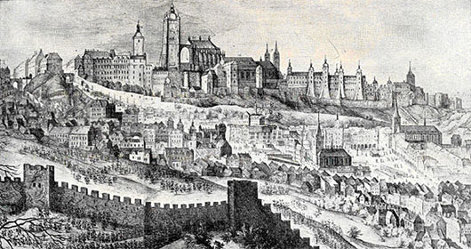 Пражский Град в 1611 году. Рисунок Филиппа Ван Ден Бош